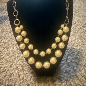 Elegant Gold-Tone Pearl Statement Necklace 1